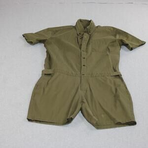 RomperJack Romper Men Large Green Chino Shirt Shorts 5 Inch Inseam Summer Casual